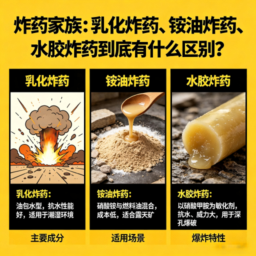 灵武炸药家族：乳化炸药、铵油炸药、水胶炸药到底有什么区别？